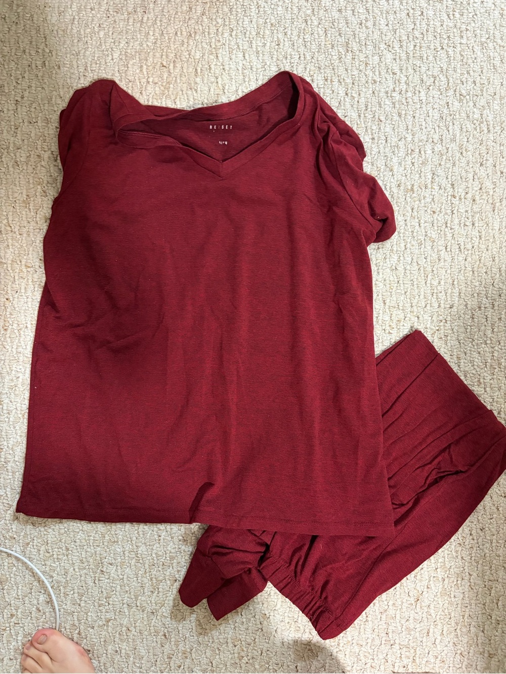 Women's V-Neck Pajama Top in Burgundy - Cozy Sleepwear